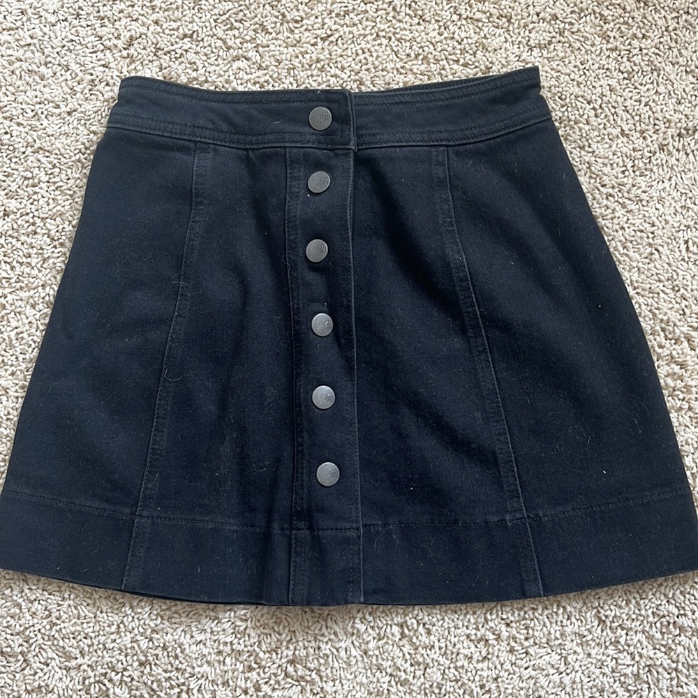 Madewell black denim button up skirt